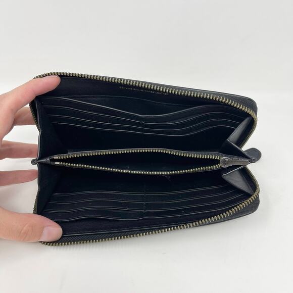 Coach Accordion Zip Wallet Black Leather Glove-Tanned 12 Card Slots 54300 - Picture 8 of 11